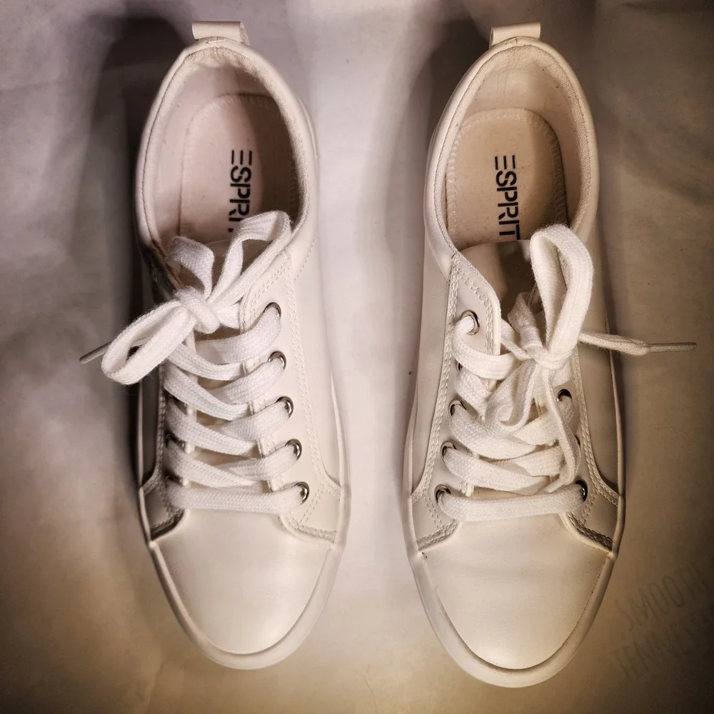 Esprit White Sneakers Womens Casual Lace Up‎ Comfortable Stylish Shoes